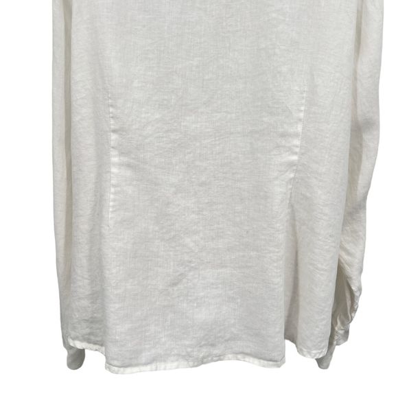 FLAX by Jeanne Engelhart Size 1G 1X White Button Down Shirt Lagenlook Top Linen - Picture 10 of 16